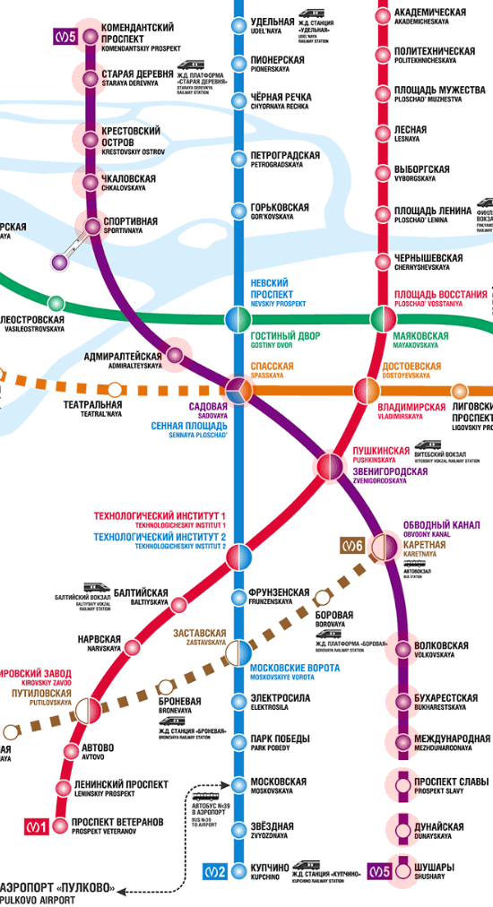 карта Линия 5 метро Санкт-Петербург